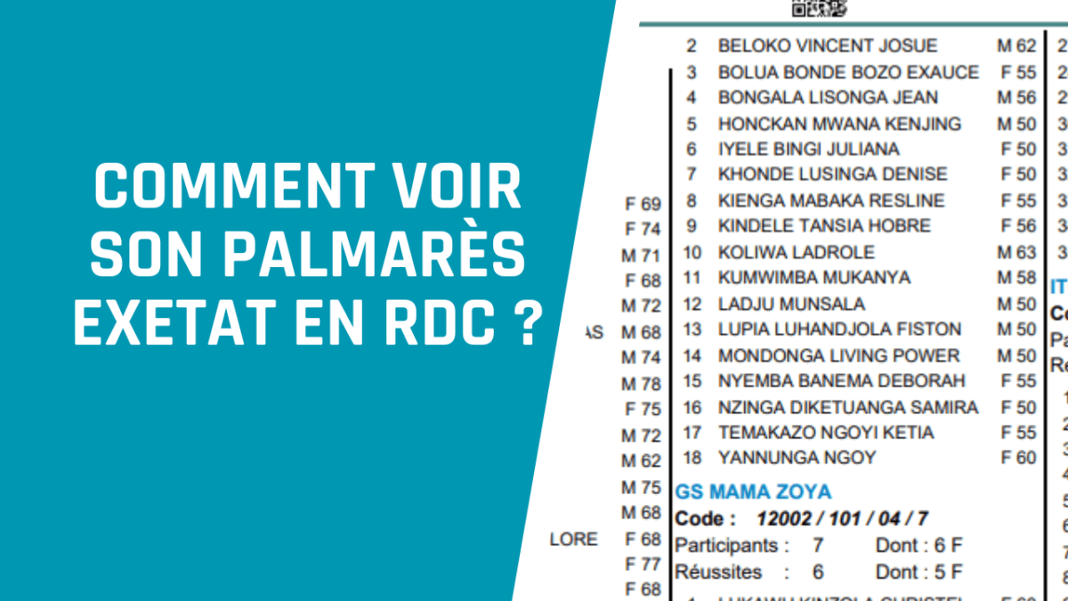 Comment Avoir Le Palmarès Exetat PDF En RDC